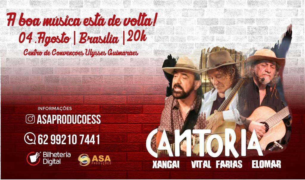 Show “Cantoria” com Xangai, Elomar e Vital Farias será realizado em Brasília, após sete anos desde o último encontro